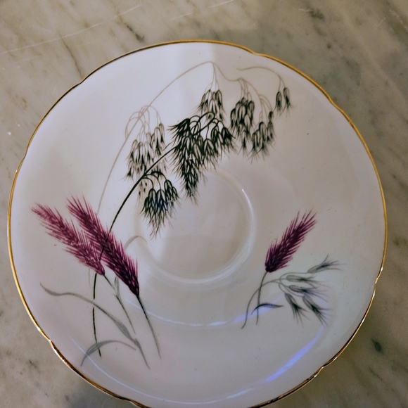 Old Royal Bone China Tea Cup and Saucer Wheat Gray Purple - Picture 2 of 7